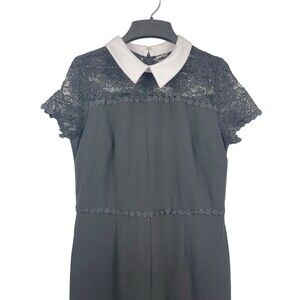 Shelby & Palmer Black Wednesday Addams Inspired Short Sleeve Jumpsuit Size 10